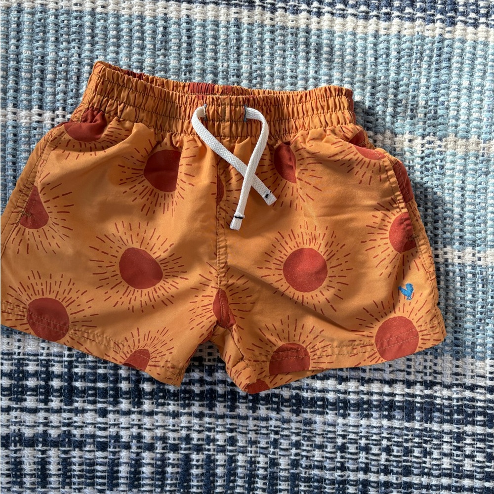 Pink Chicken Rust Sun Pattern Swim Trunks - Picture 2 of 5